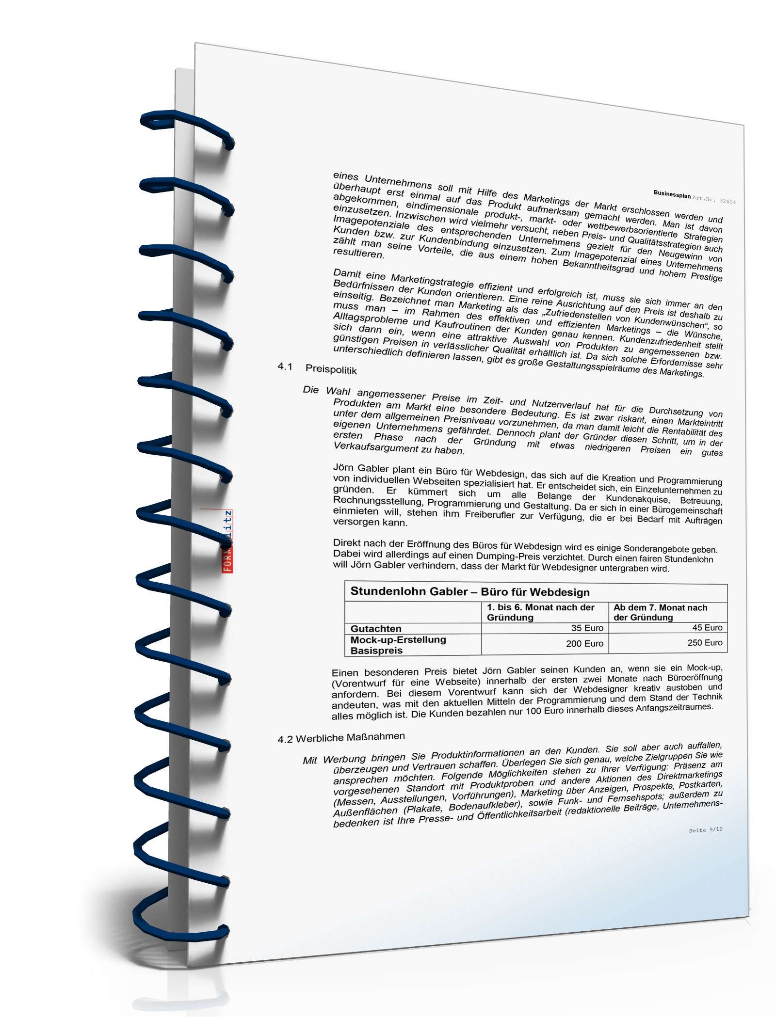 Businessplan Webdesign Excel. Seite: 9