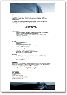 Stellenausschreibung Berufskraftfahrer Word