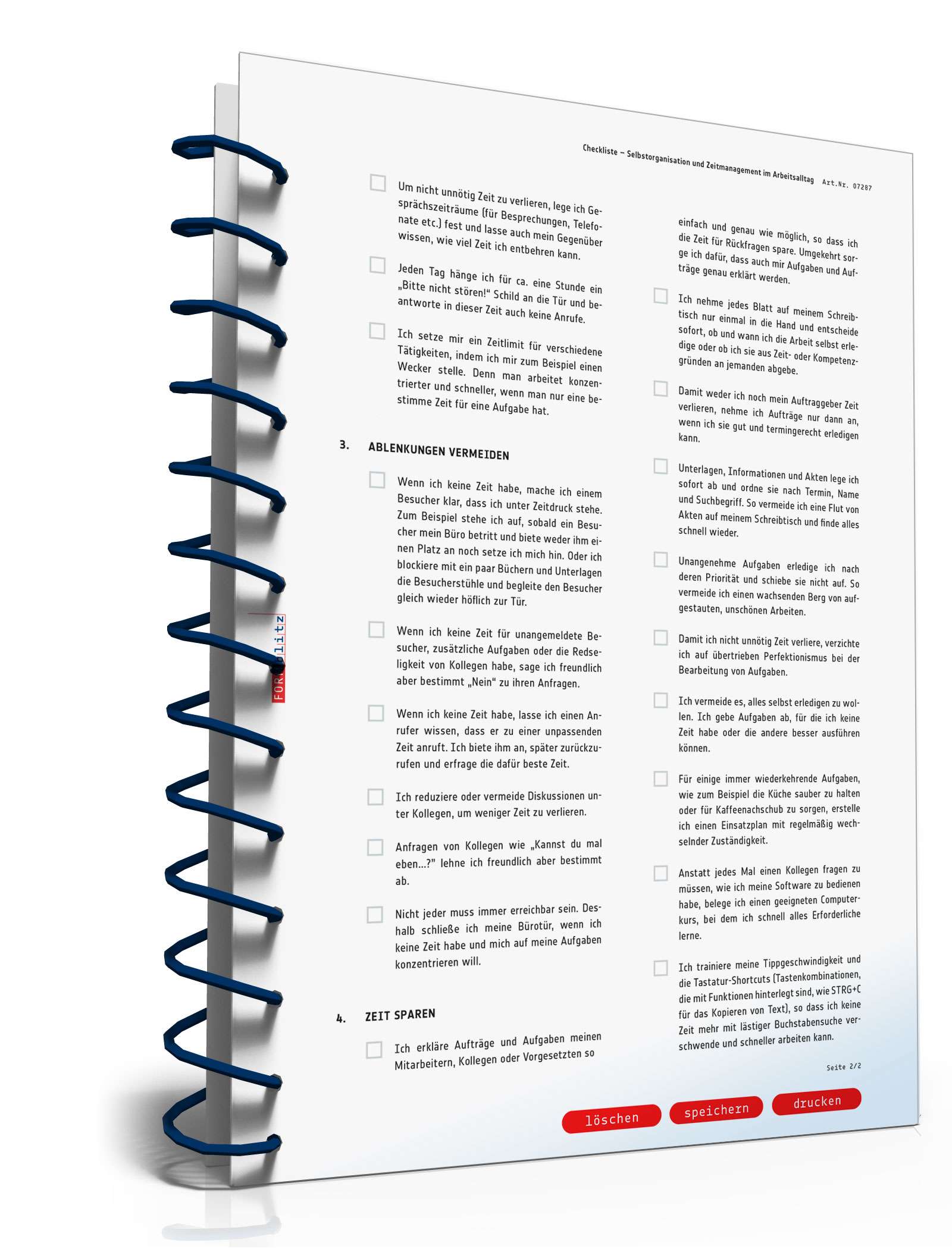 Checkliste Zeitmanagement PDF. Seite: 2