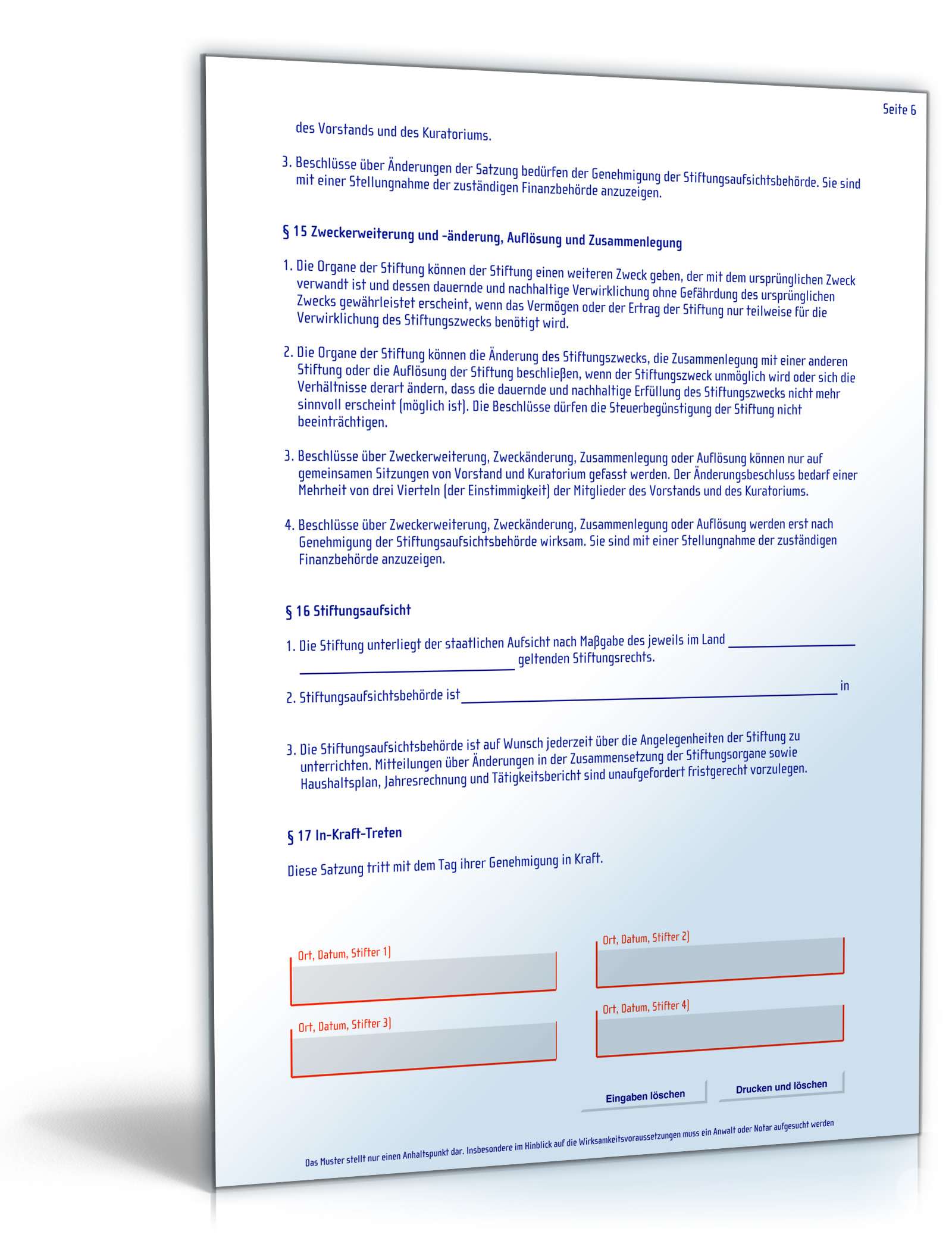 Mustersatzung Stiftung PDF. Seite: 5