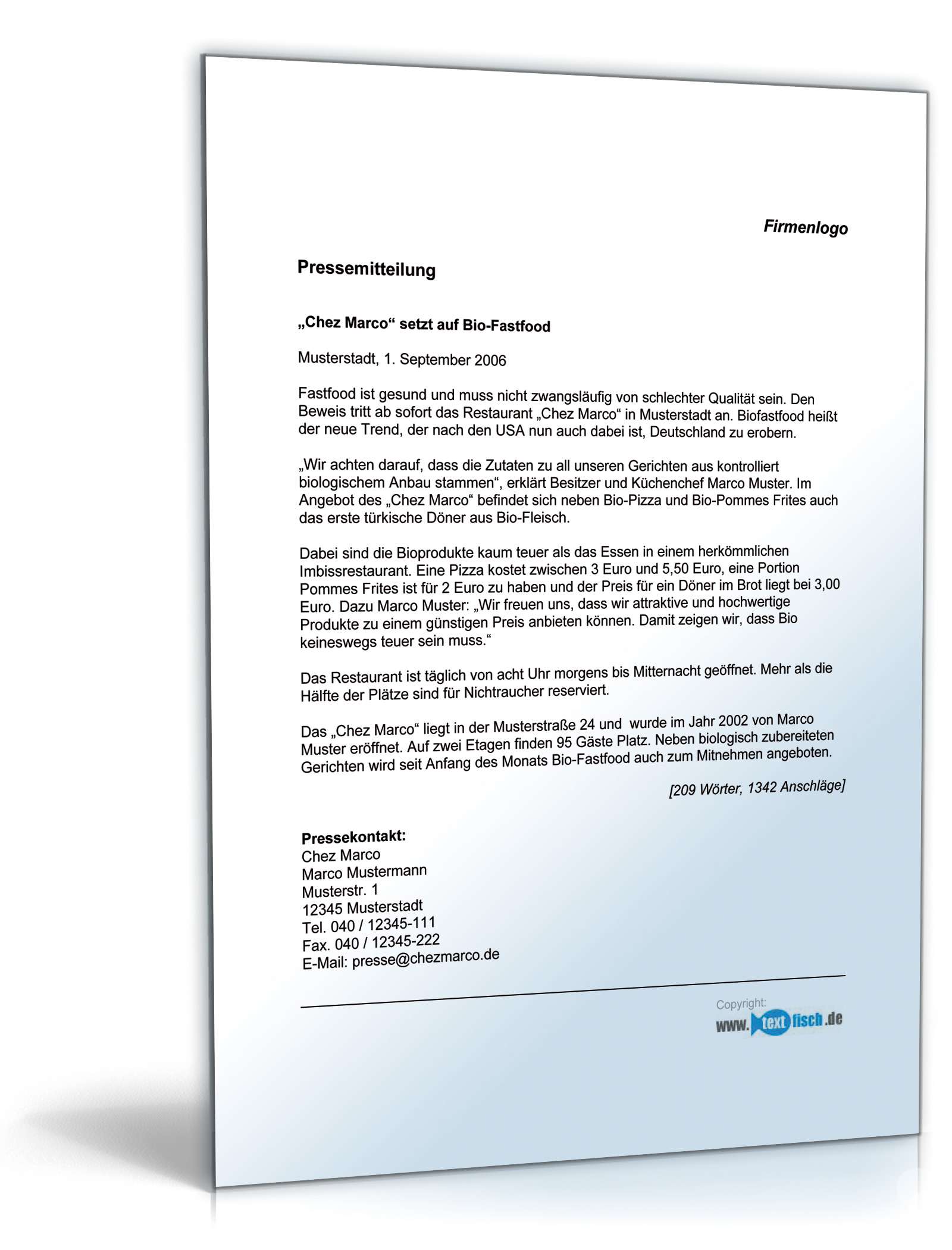Pressemitteilung über neuen Trend in der Gastronomie