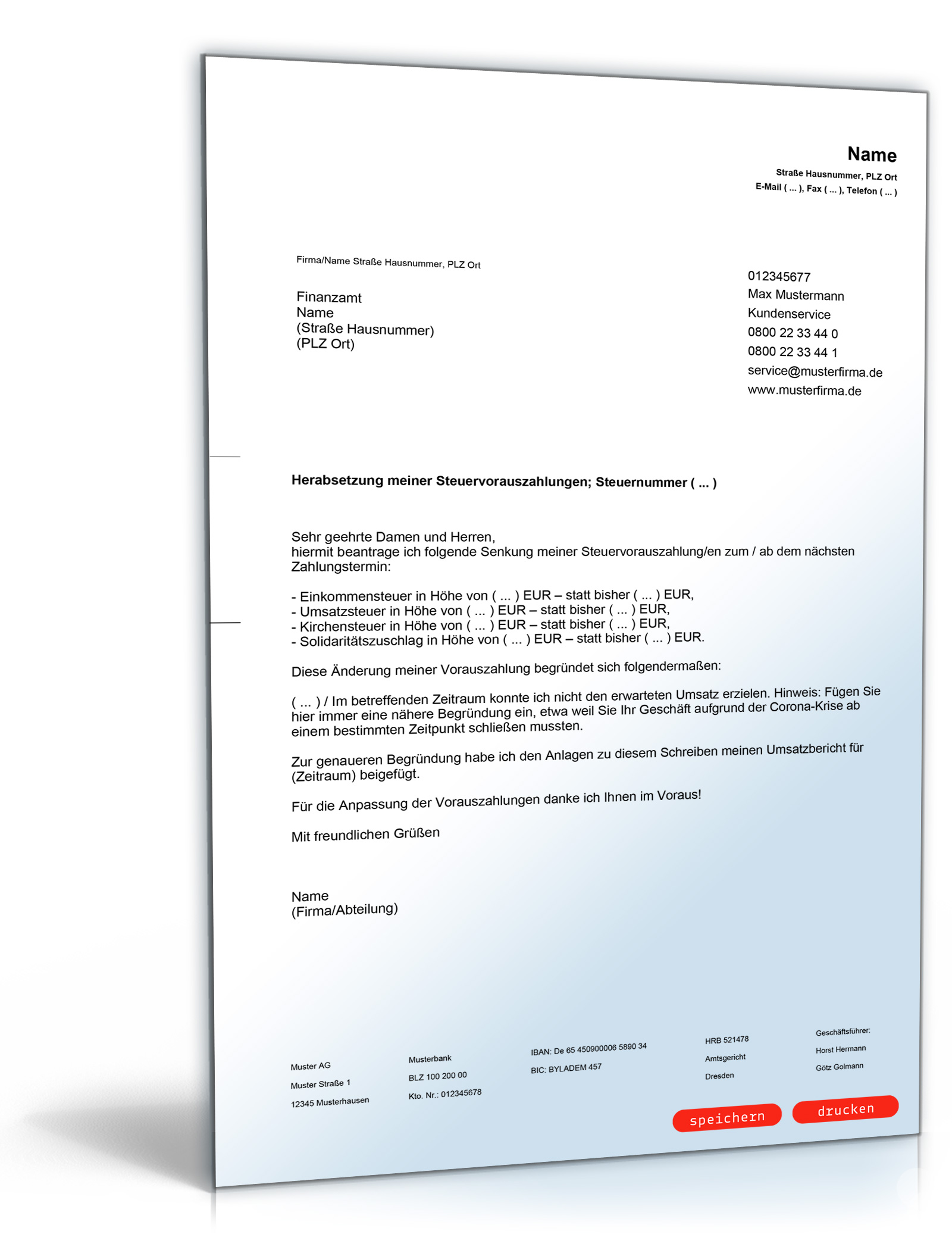 Herabsetzung Steuervorauszahlung PDF