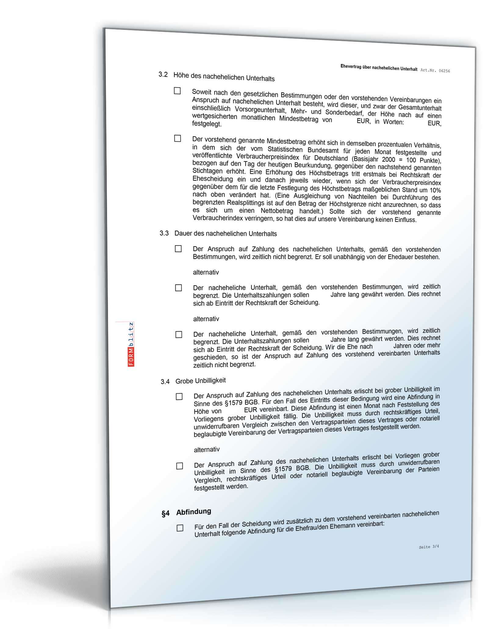 Ehevertrag nachehelicher Unterhalt inkl. Ratgeber Excel. Seite: 3