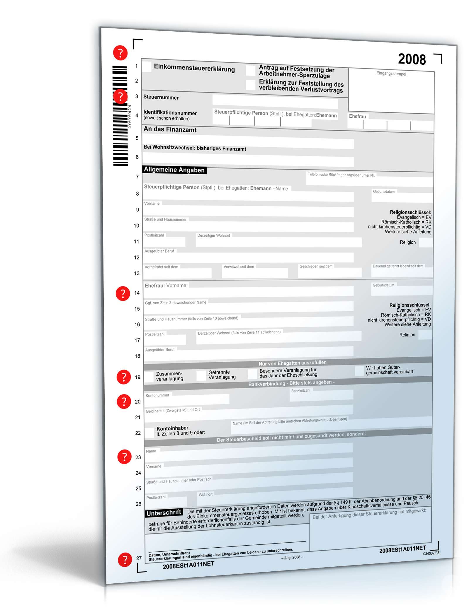 Einkommensteuererklärung 2008 PDF