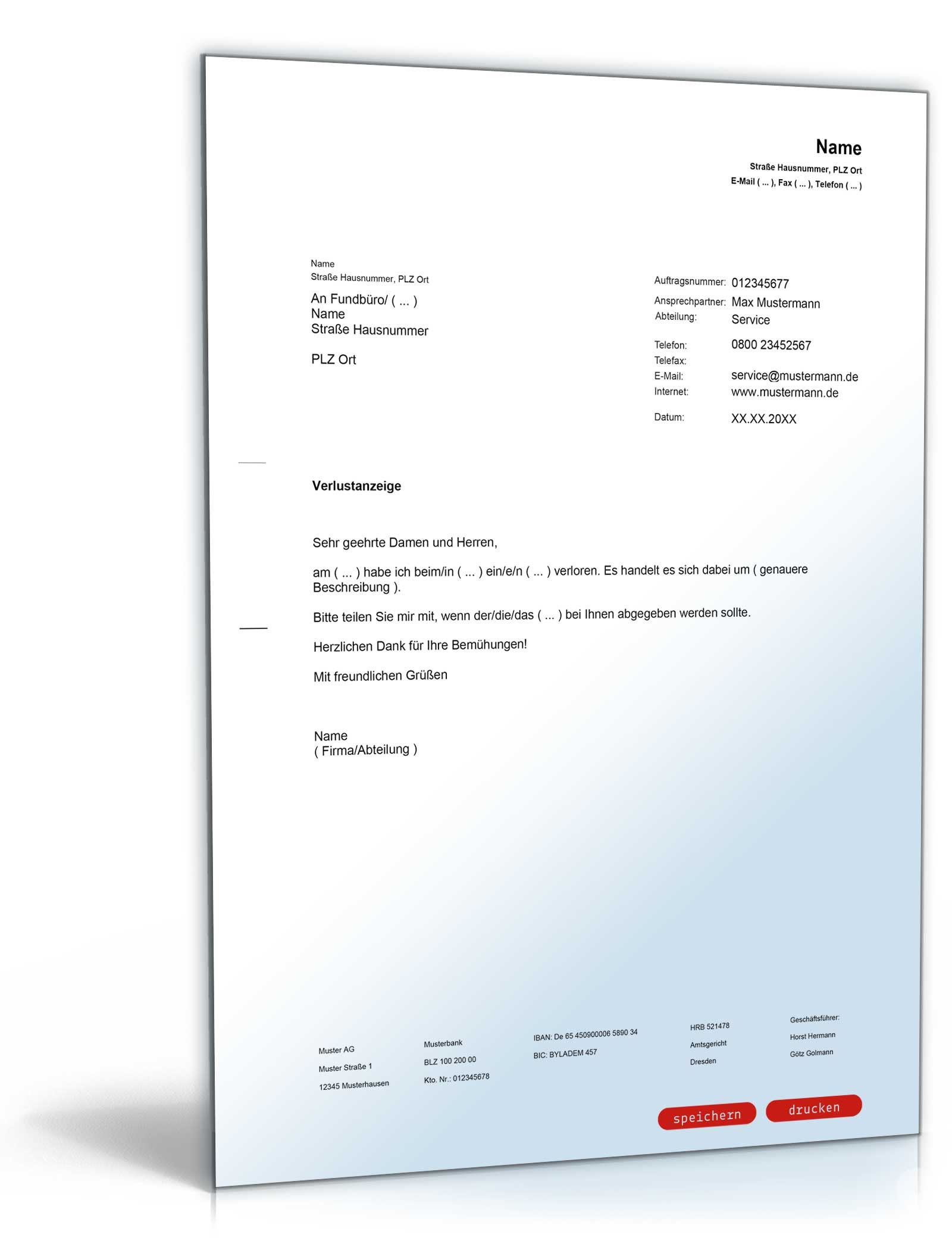 Verlustanzeige PDF