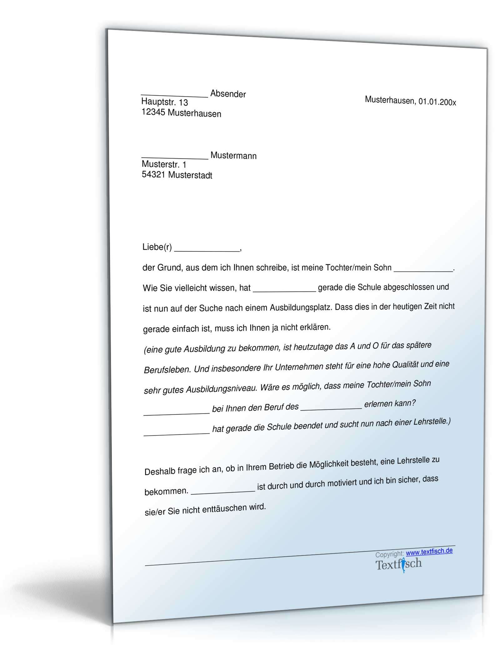 Bitte Lehrstelle für Kind