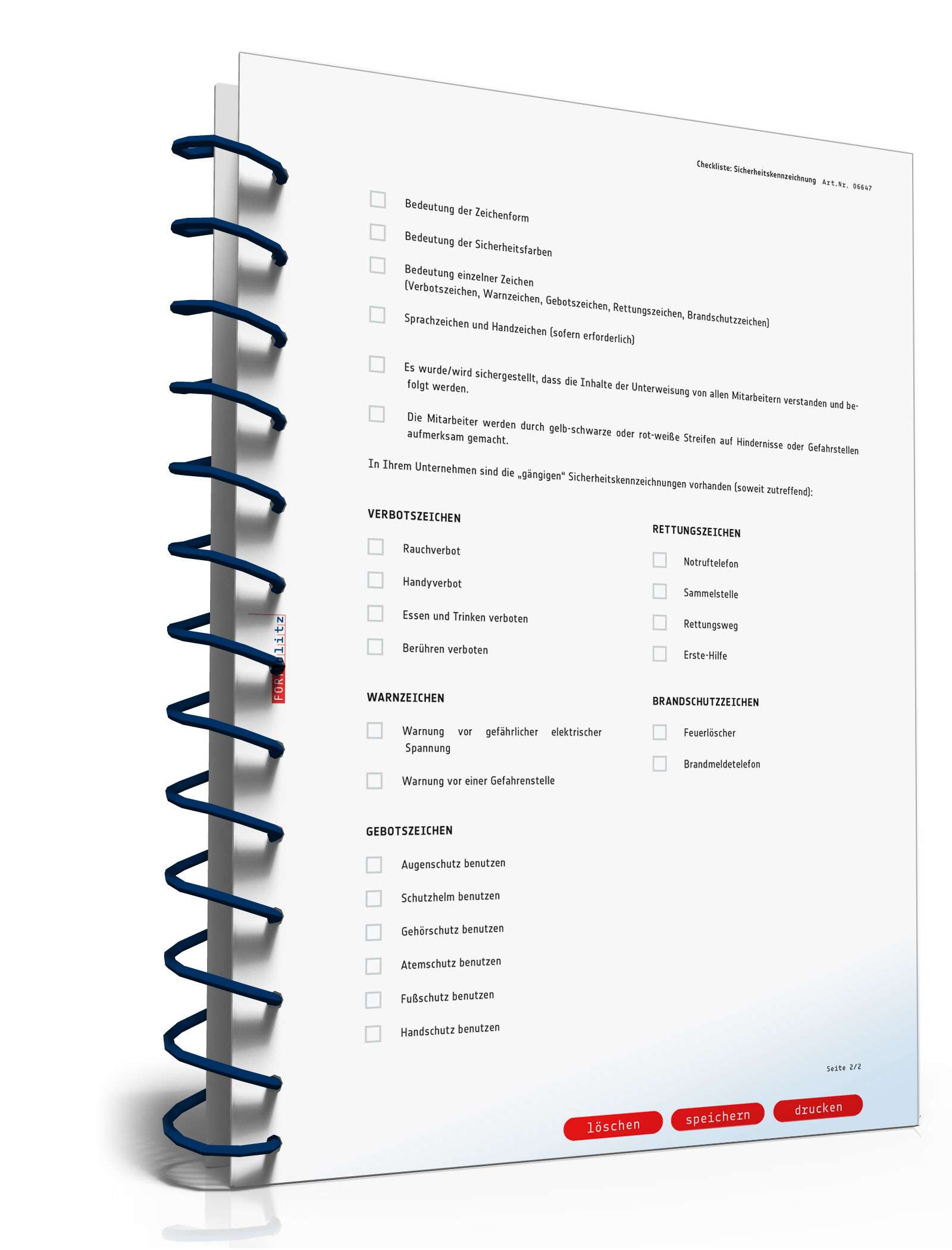 Checkliste Sicherheitskennzeichnung PDF. Seite: 2