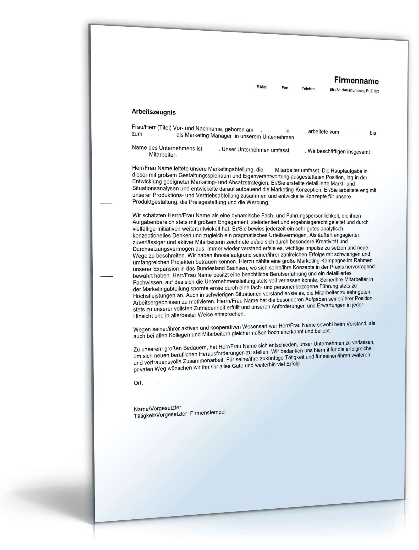 Arbeitszeugnis Marketing Manager Excel. Seite: 4