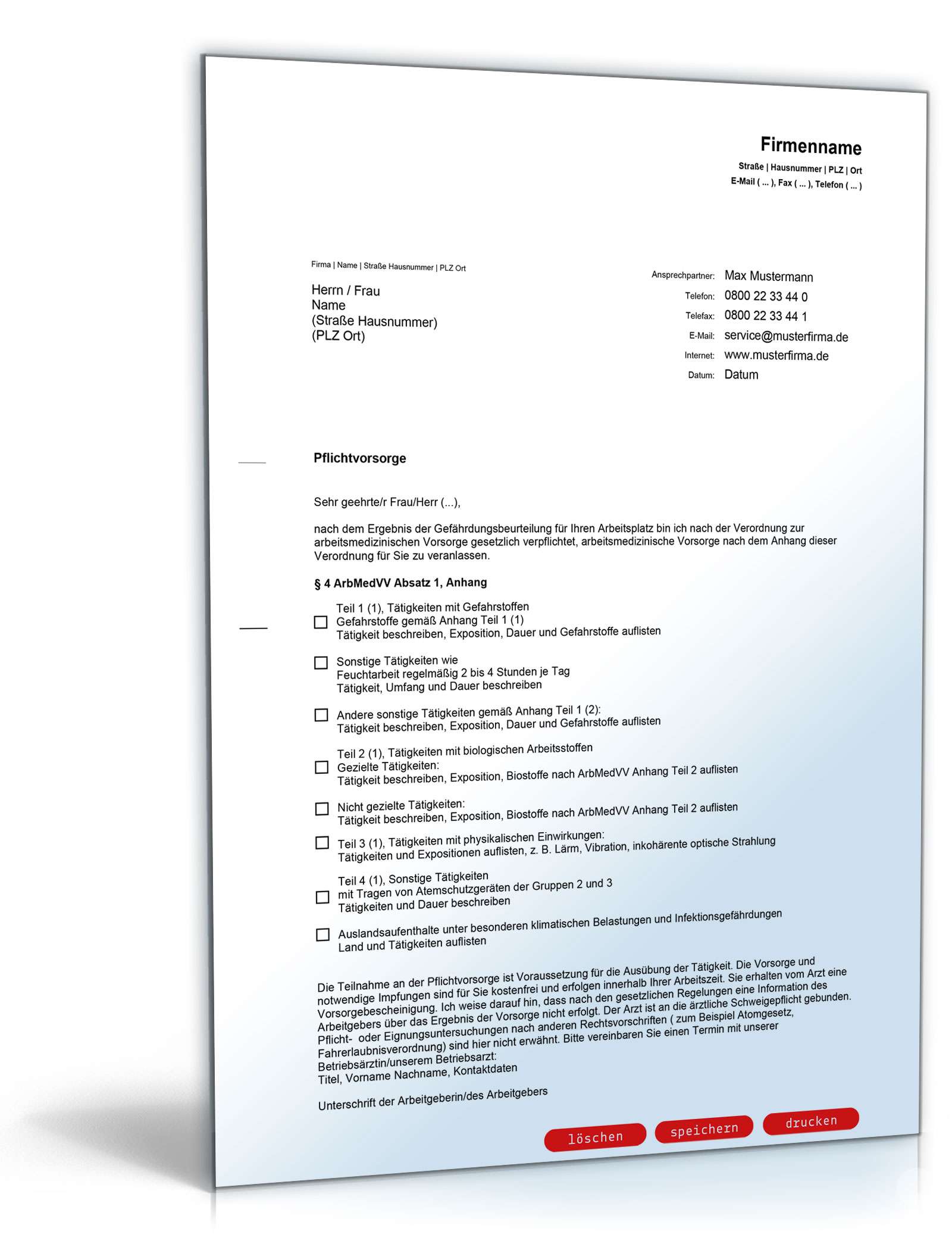 Anschreiben arbeitsmedizinische Pflichtvorsorge PDF