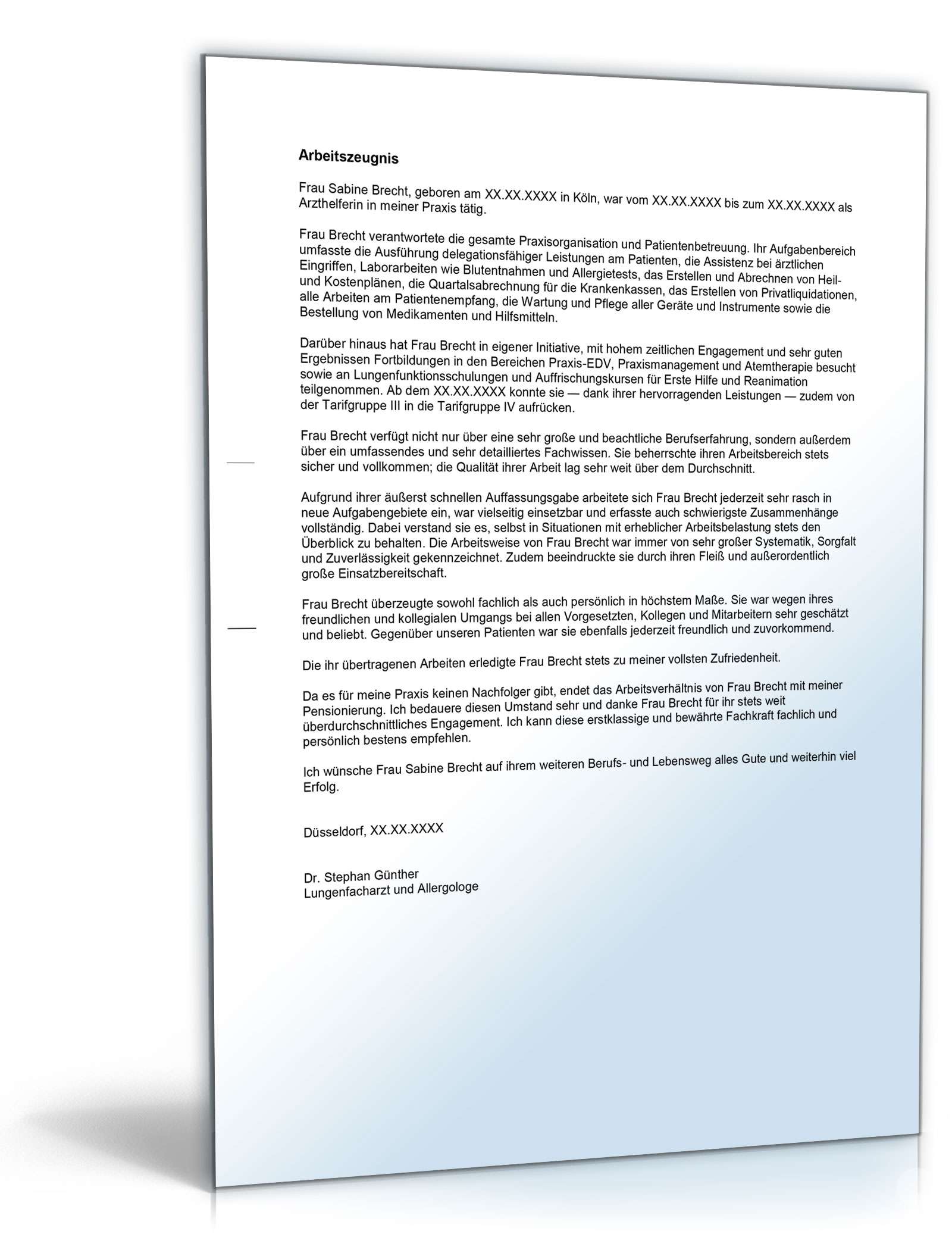 Arbeitszeugnis medizinische Fachkraft Excel. Seite: 3