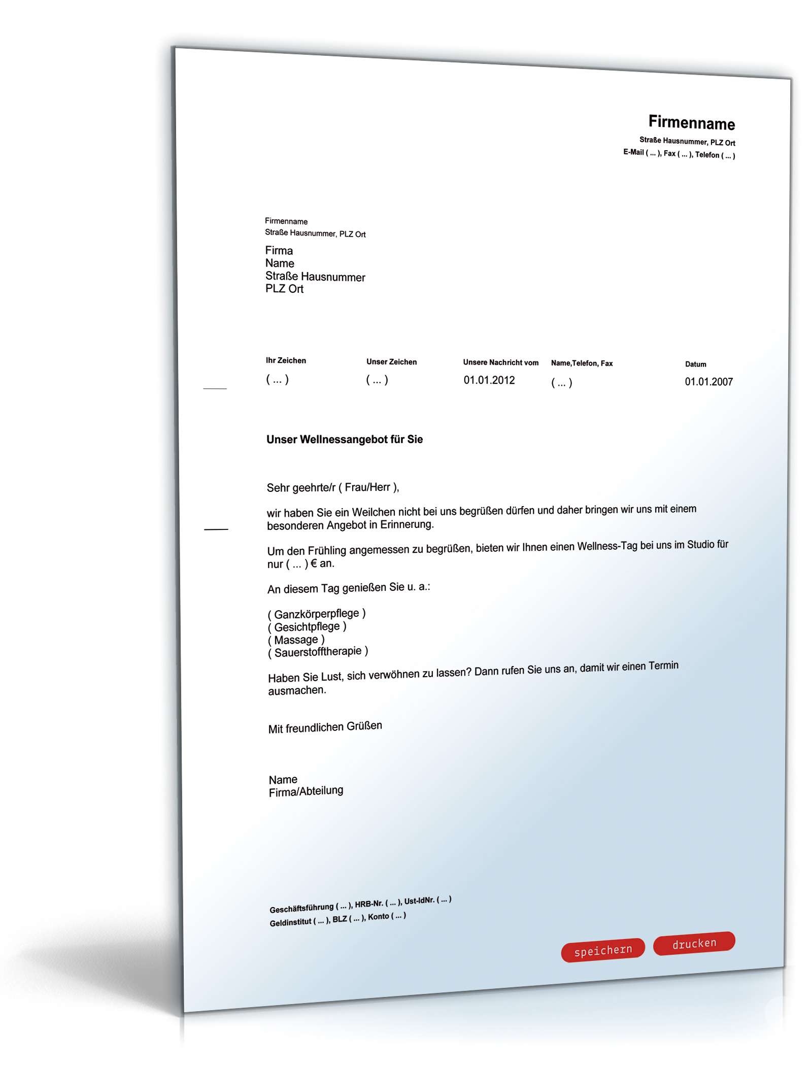 Werbebrief für ein Wellnessangebot PDF