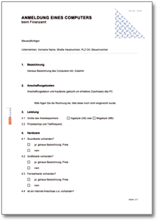 Anmeldung eines Computers beim Finanzamt Word