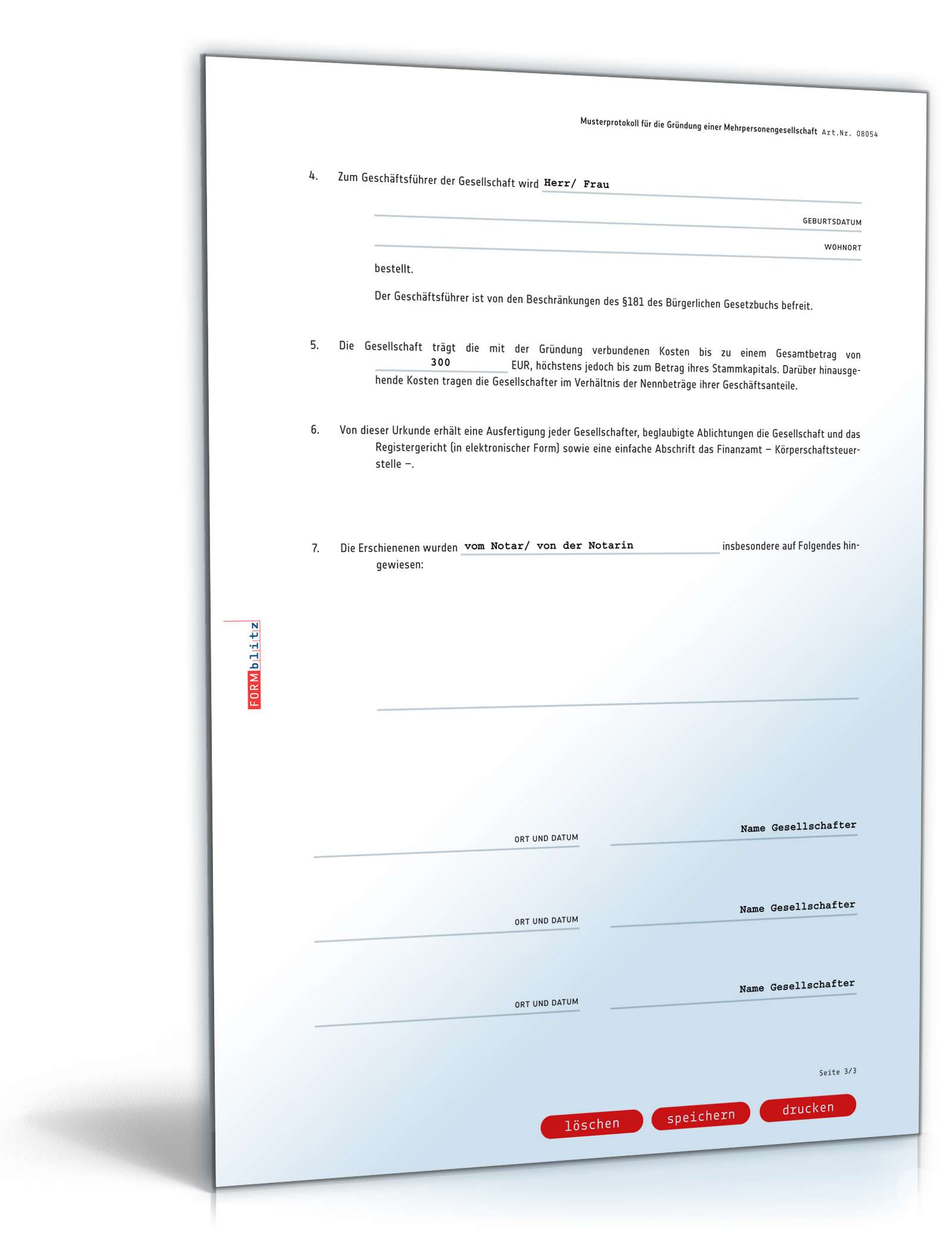 Musterprotokoll Mehrpersonengesellschaft PDF. Seite: 3