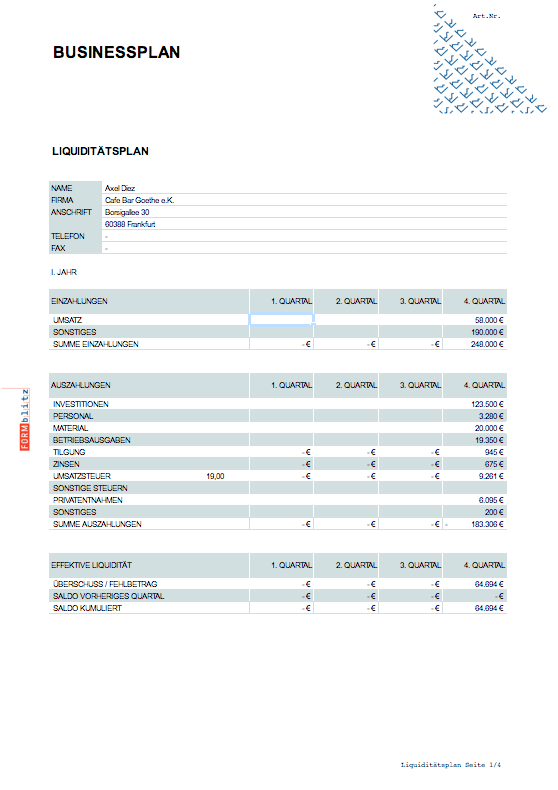 Businessplan Kaffee-Bar Excel. Seite: 6