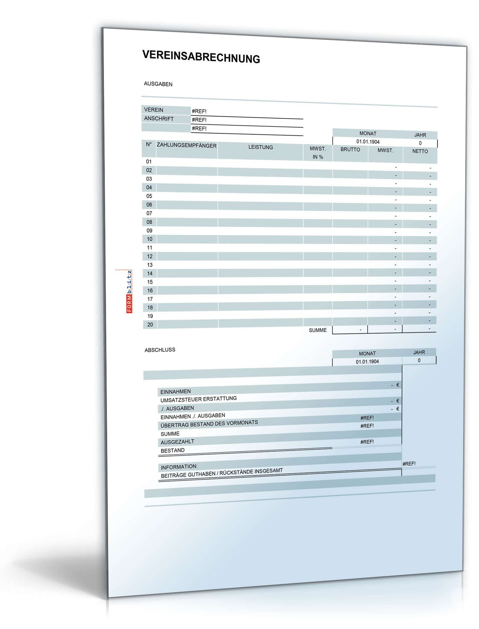 Mitgliederverwaltung Vereine mit Beitragsabrechnung Excel. Seite: 8