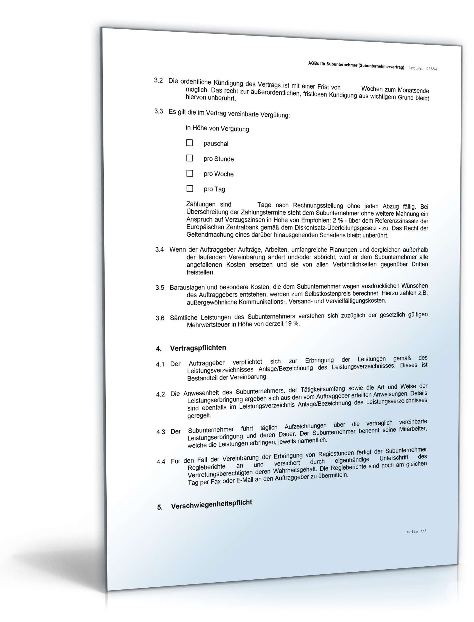 AGB Subunternehmer Word. Seite: 2