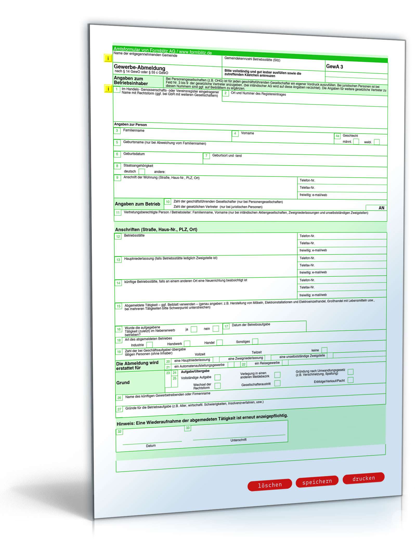 Gewerbeabmeldung PDF