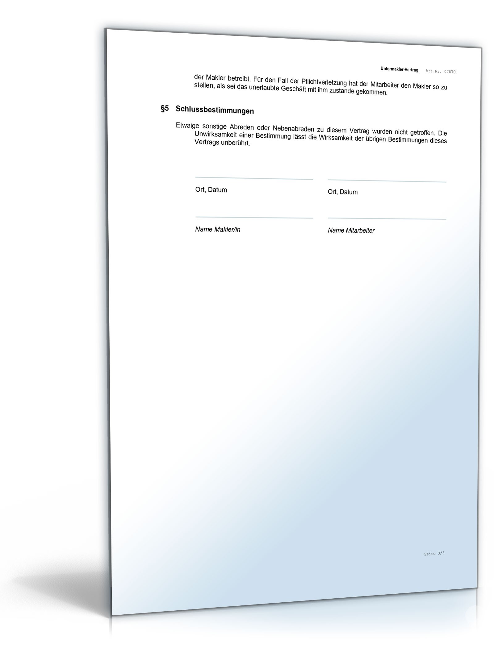 Vertrag Untermakler Word. Seite: 3