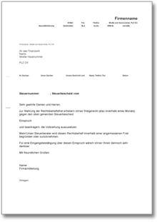 Fristwahrender Einspruch gegen Steuerbescheid Word