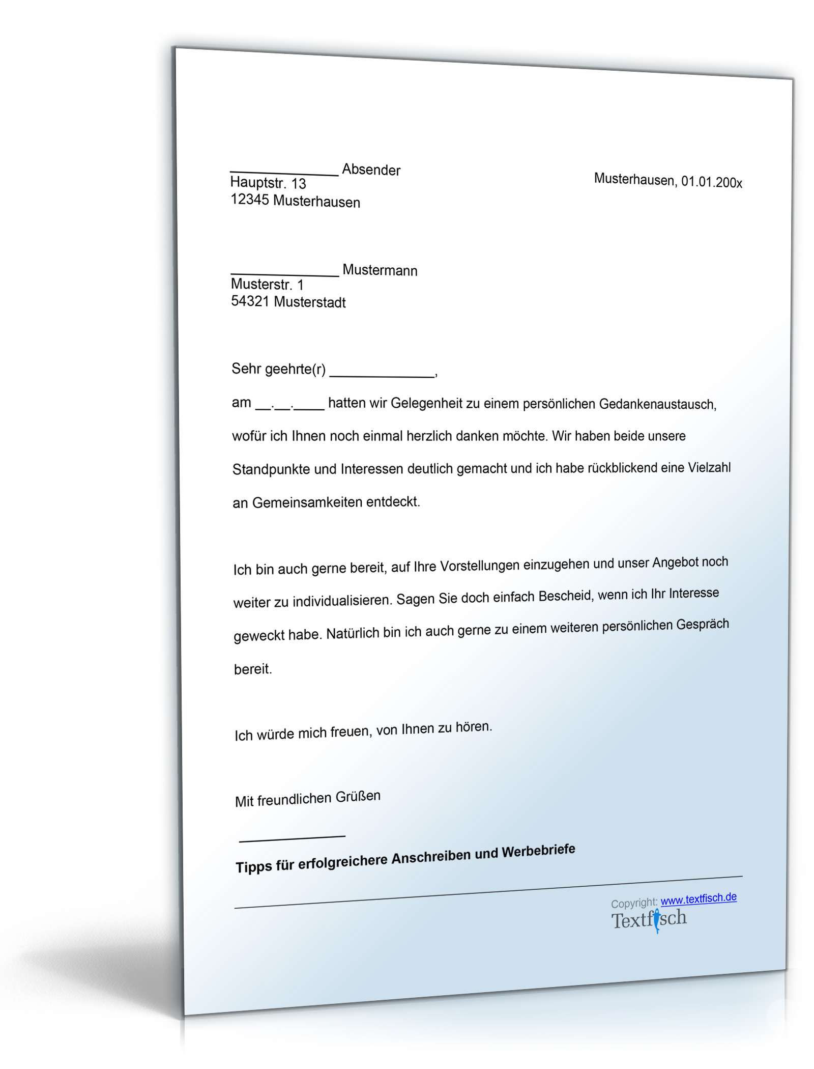 Follow-Up Schreiben nach Treffen Word. Seite: 2