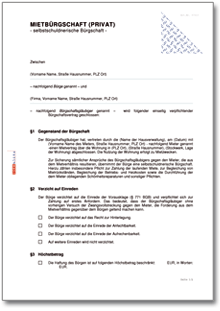 Mietbürgschaft Word