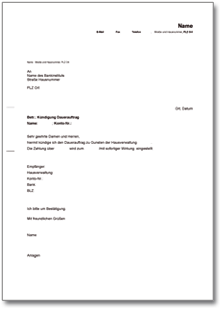 Kündigung Dauerauftrags Mietzahlungen Word