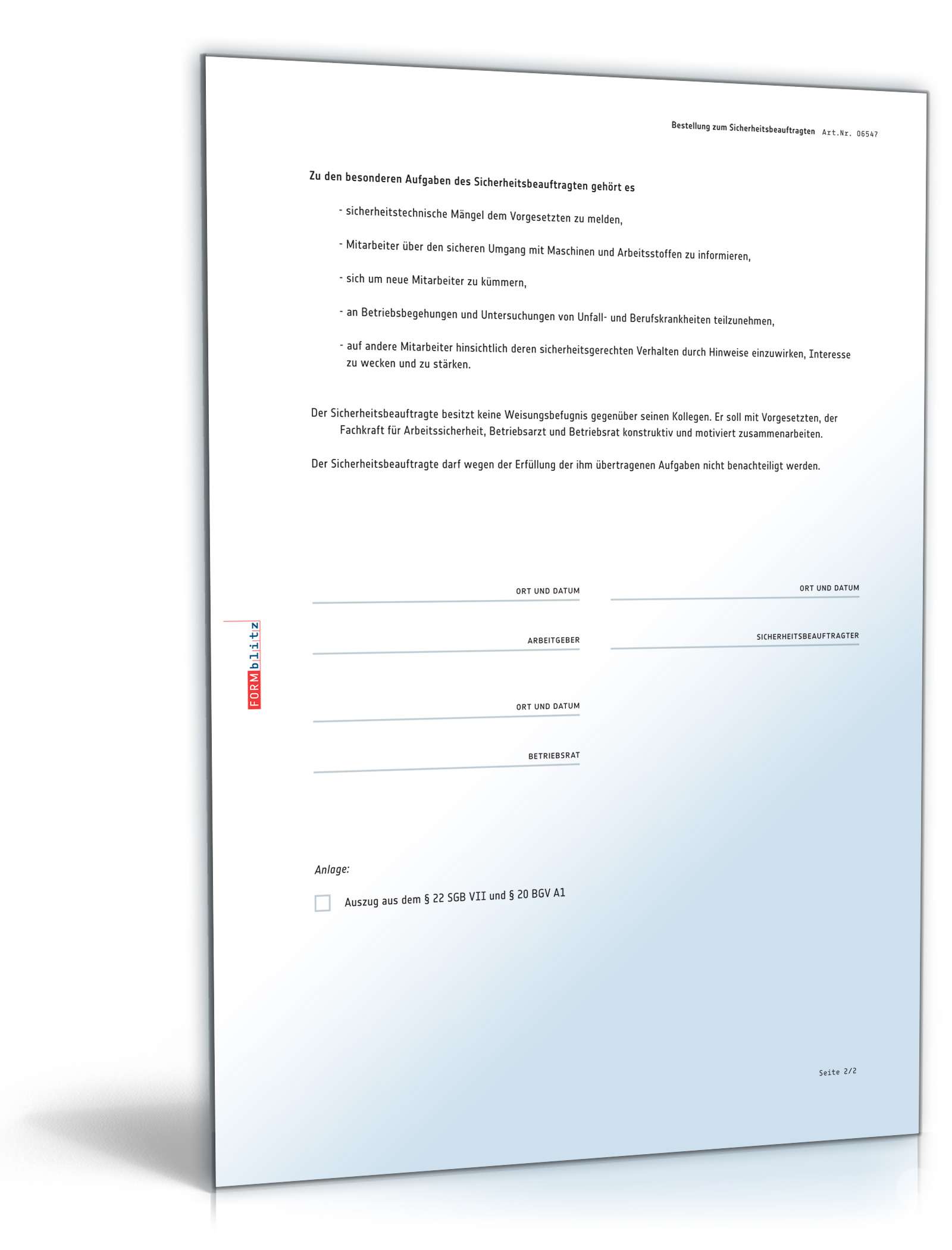 Bestellung Sicherheitsbeauftragter PDF. Seite: 2