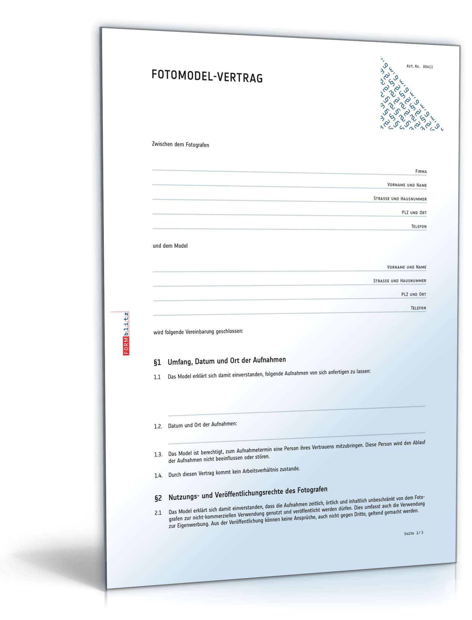 Fotomodel-Vertrag Word