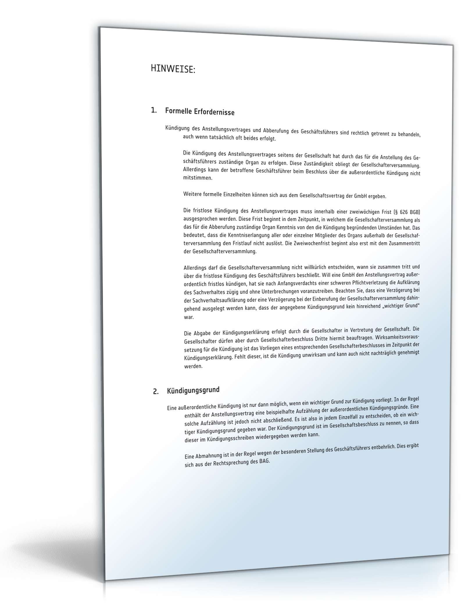 Fristlose Kündigung des Geschäftsführers PDF. Seite: 2