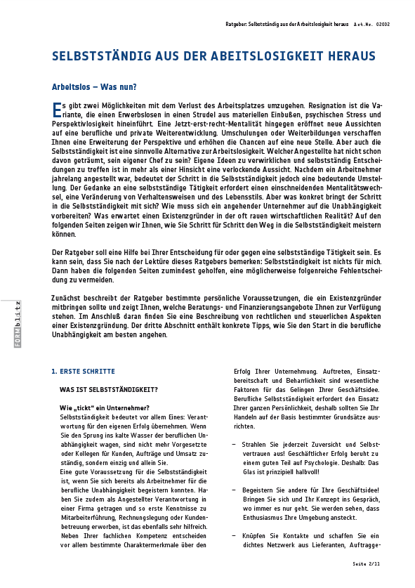 Selbstständig aus der Arbeitslosigkeit Excel. Seite: 2