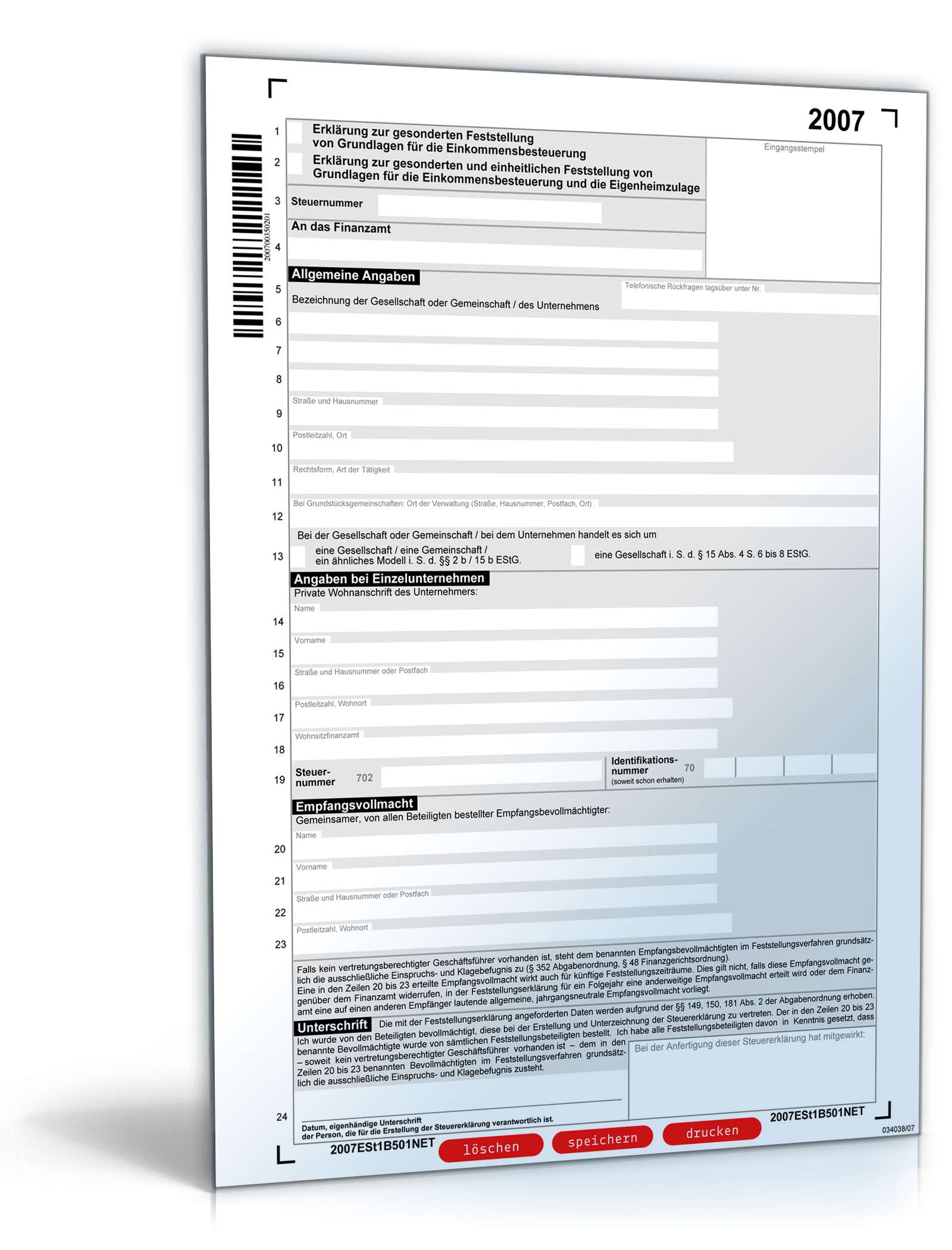 Feststellung Einkommensbesteuerung 2007 PDF