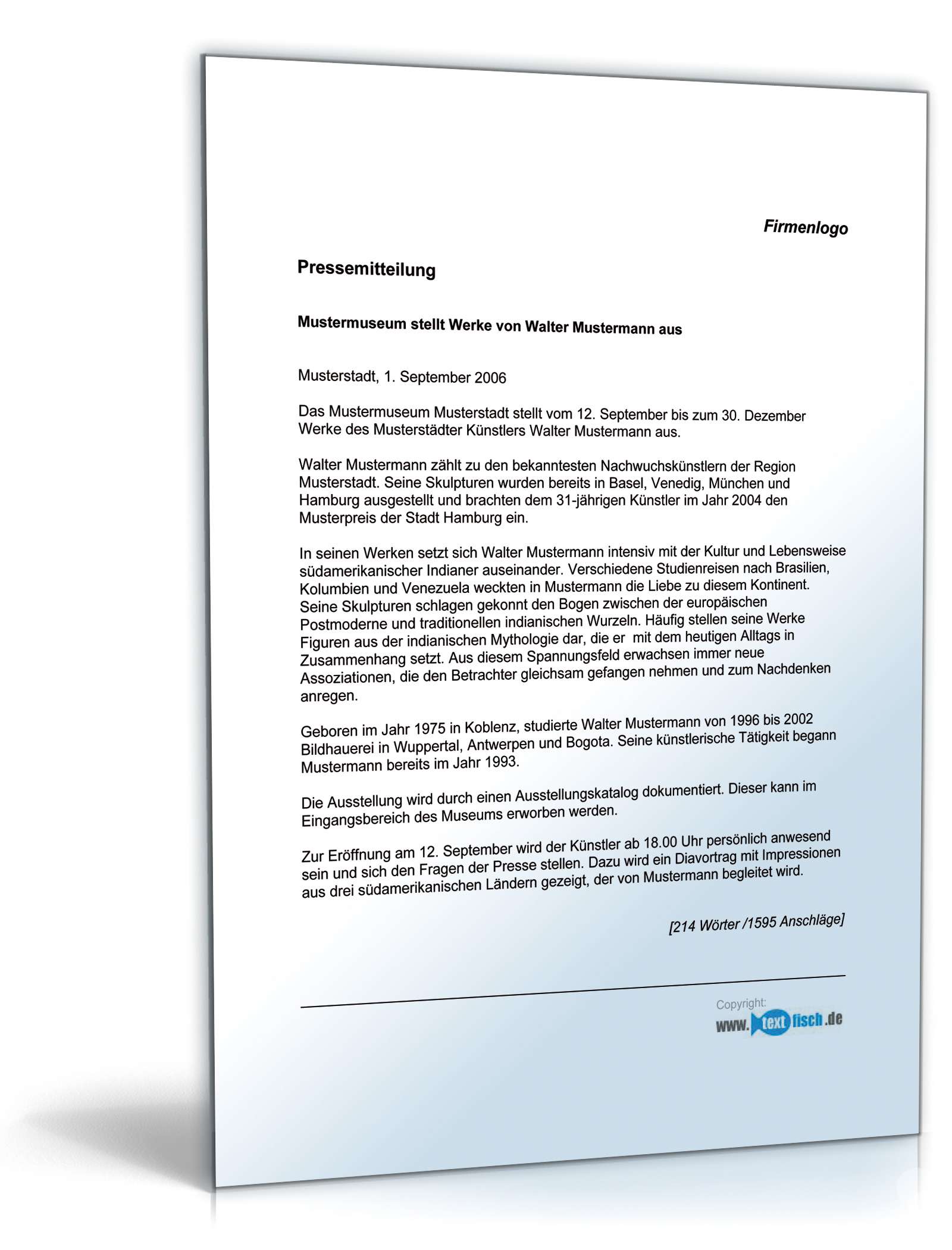 Pressemitteilung Museum über neue Ausstellung