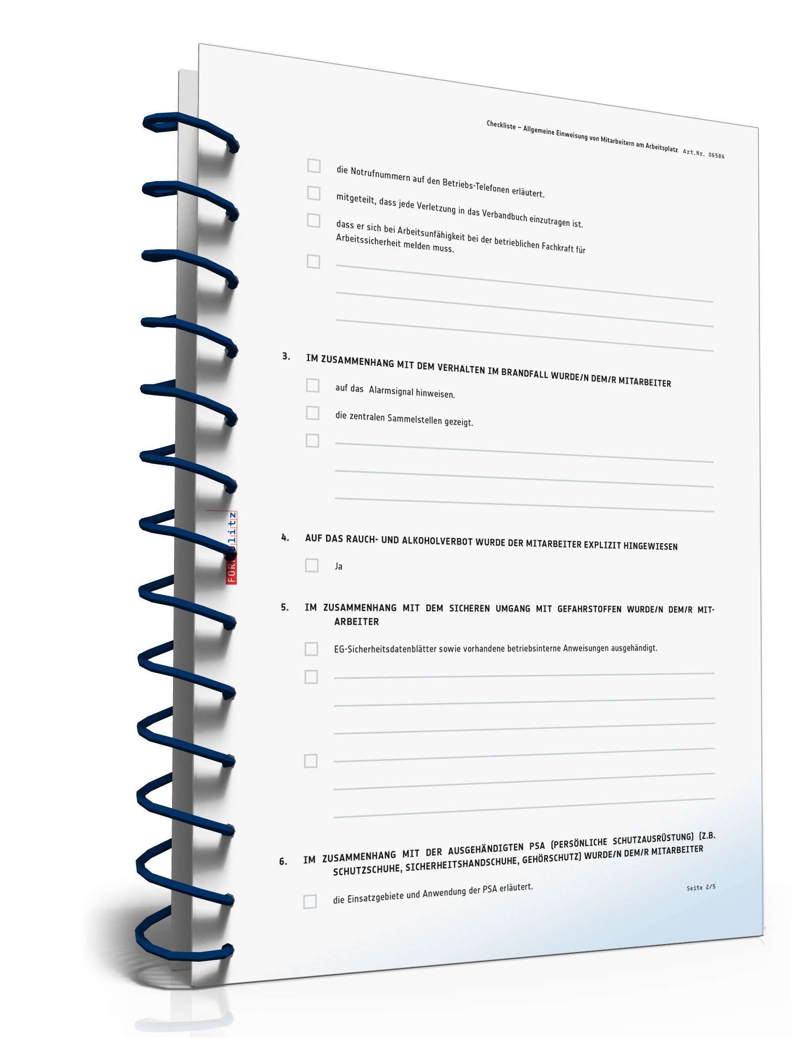 Checkliste Allgemeine Unterweisung Mitarbeiter PDF. Seite: 2