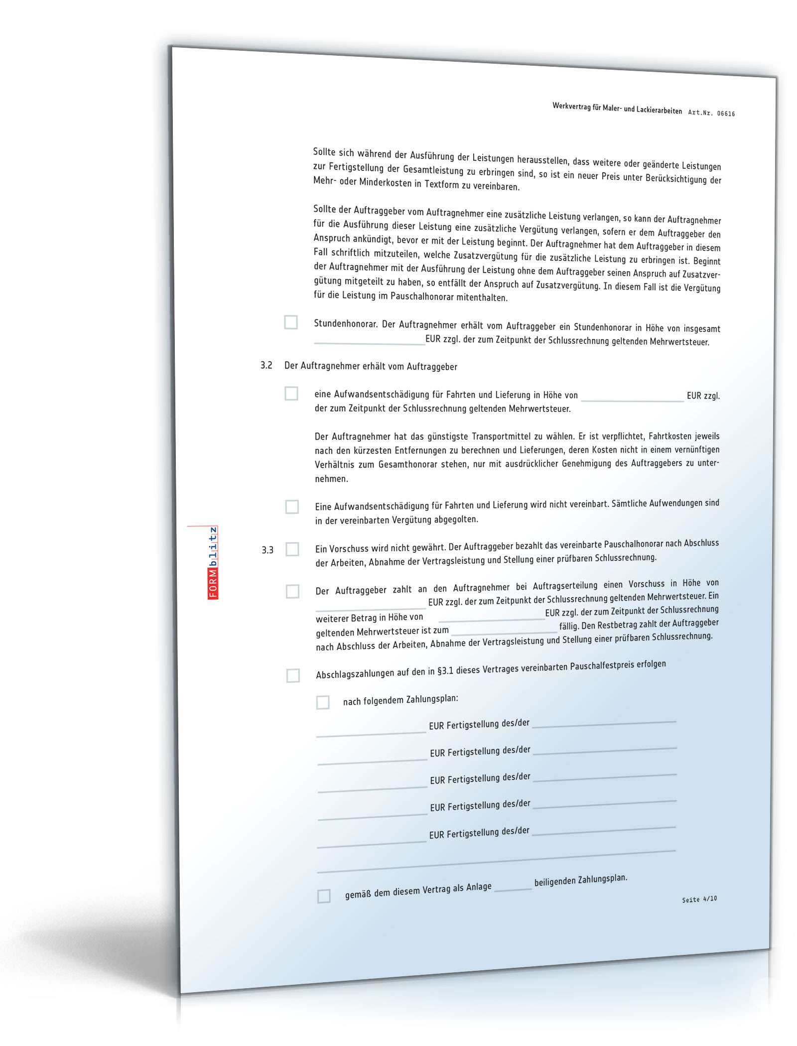 Werkvertrag Maler- und Lackierarbeiten PDF. Seite: 4