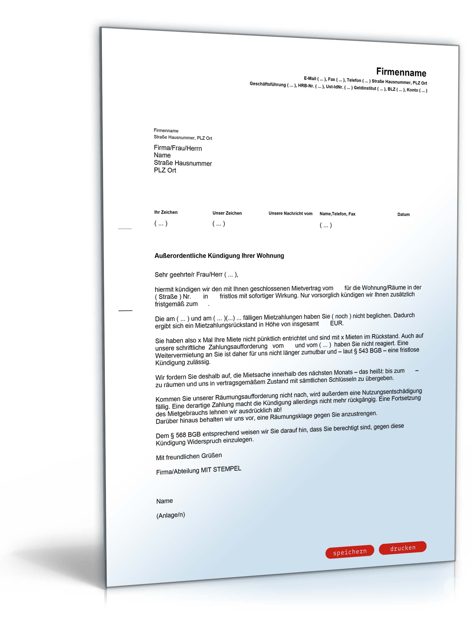 Fristlose Kündigung des Mietvertrags wegen Mietschuld PDF