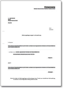 Zahlungsklage auf Lohn Word