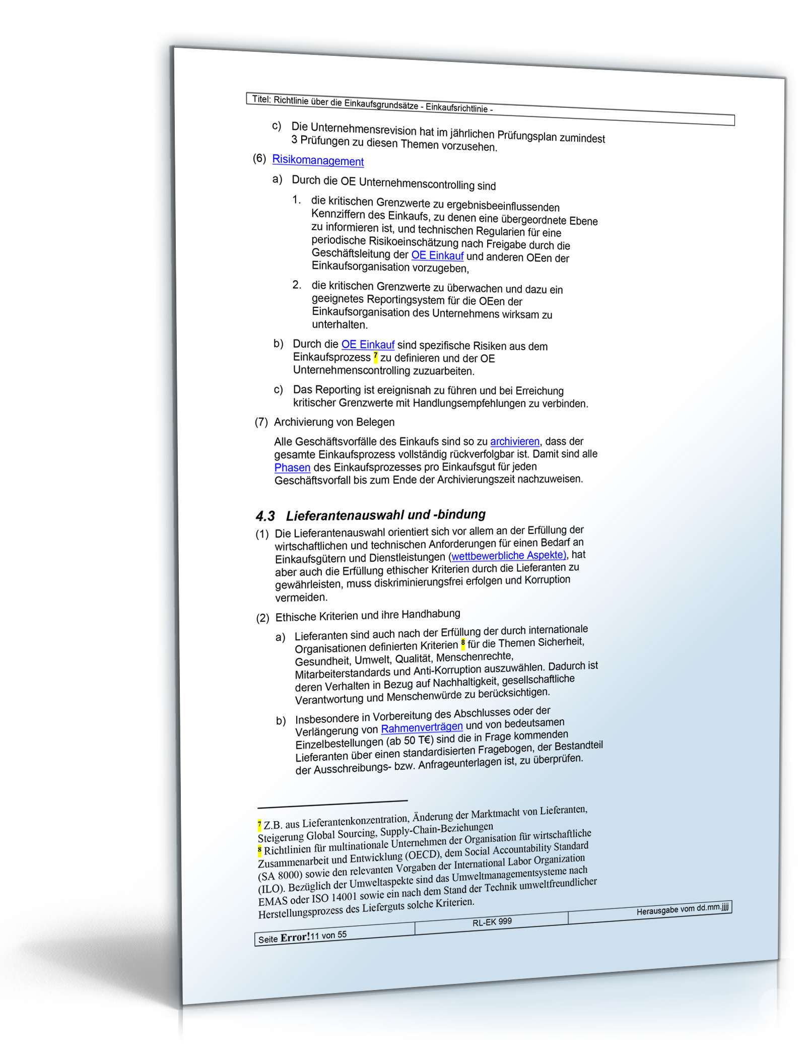 Richtlinien über die Einkaufsgrundsätze Word. Seite: 11