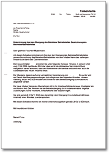 Unterrichtung Betriebsübergang Word