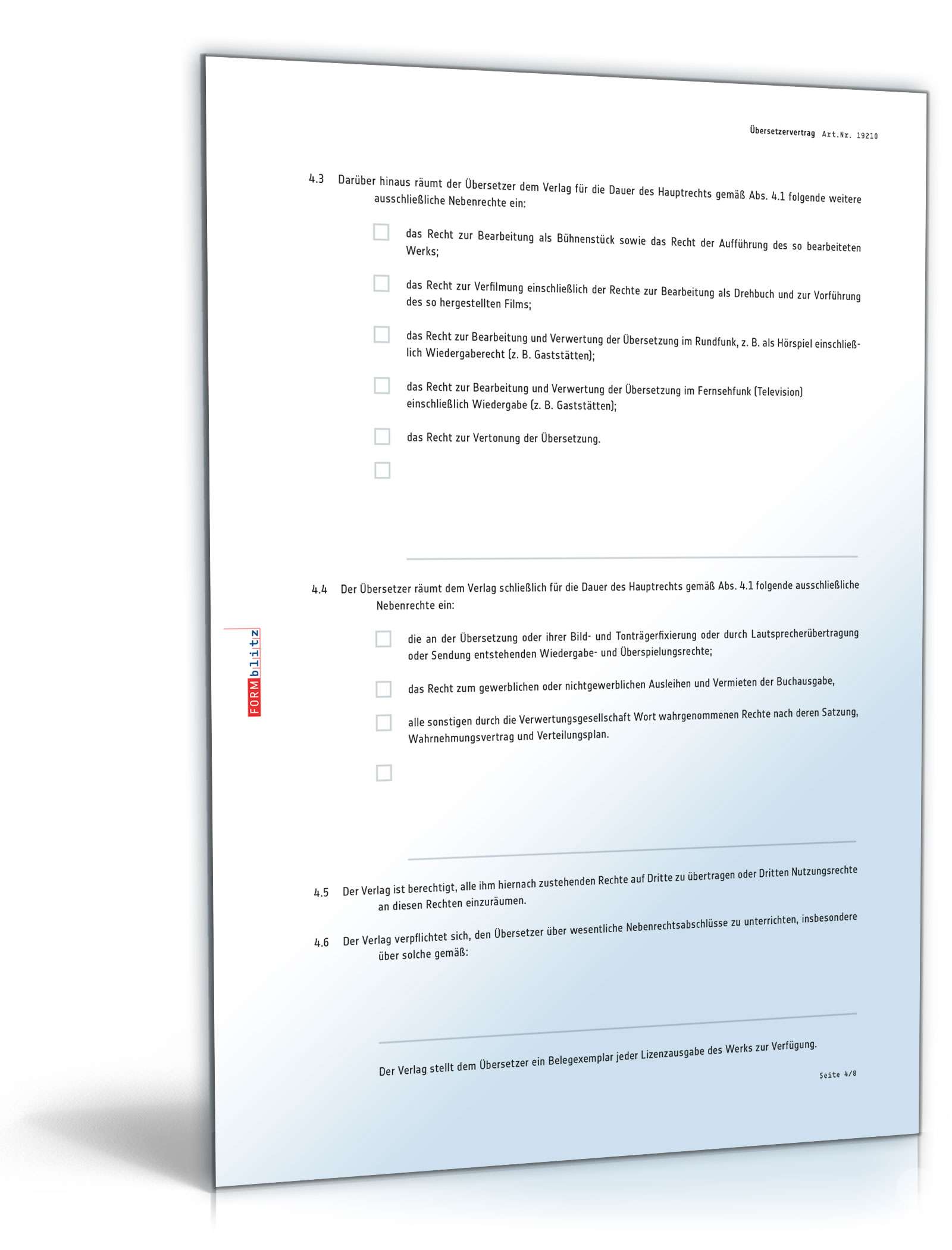 Übersetzervertrag PDF. Seite: 4