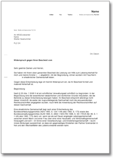 Widerspruch eheähnliche Bedarfsgemeinschaft Word