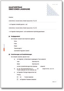 Kaufvertrag Jagdhund Word