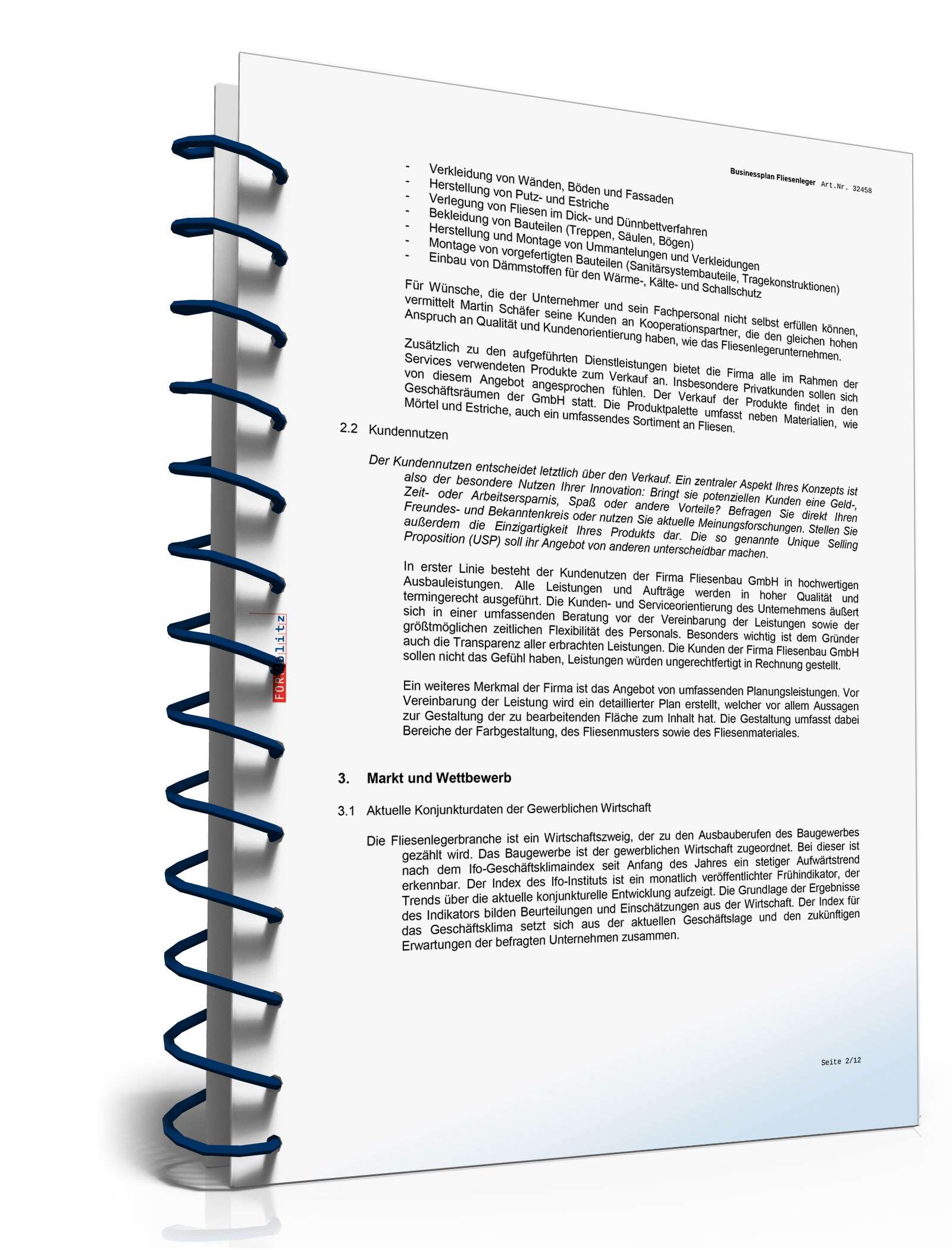 Businessplan Fliesenleger Excel. Seite: 8