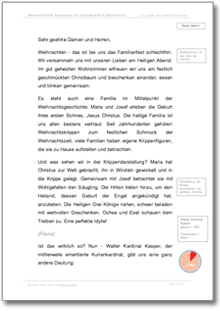 Katholische Weihnachtsansprache mit Spendenaufruf Excel