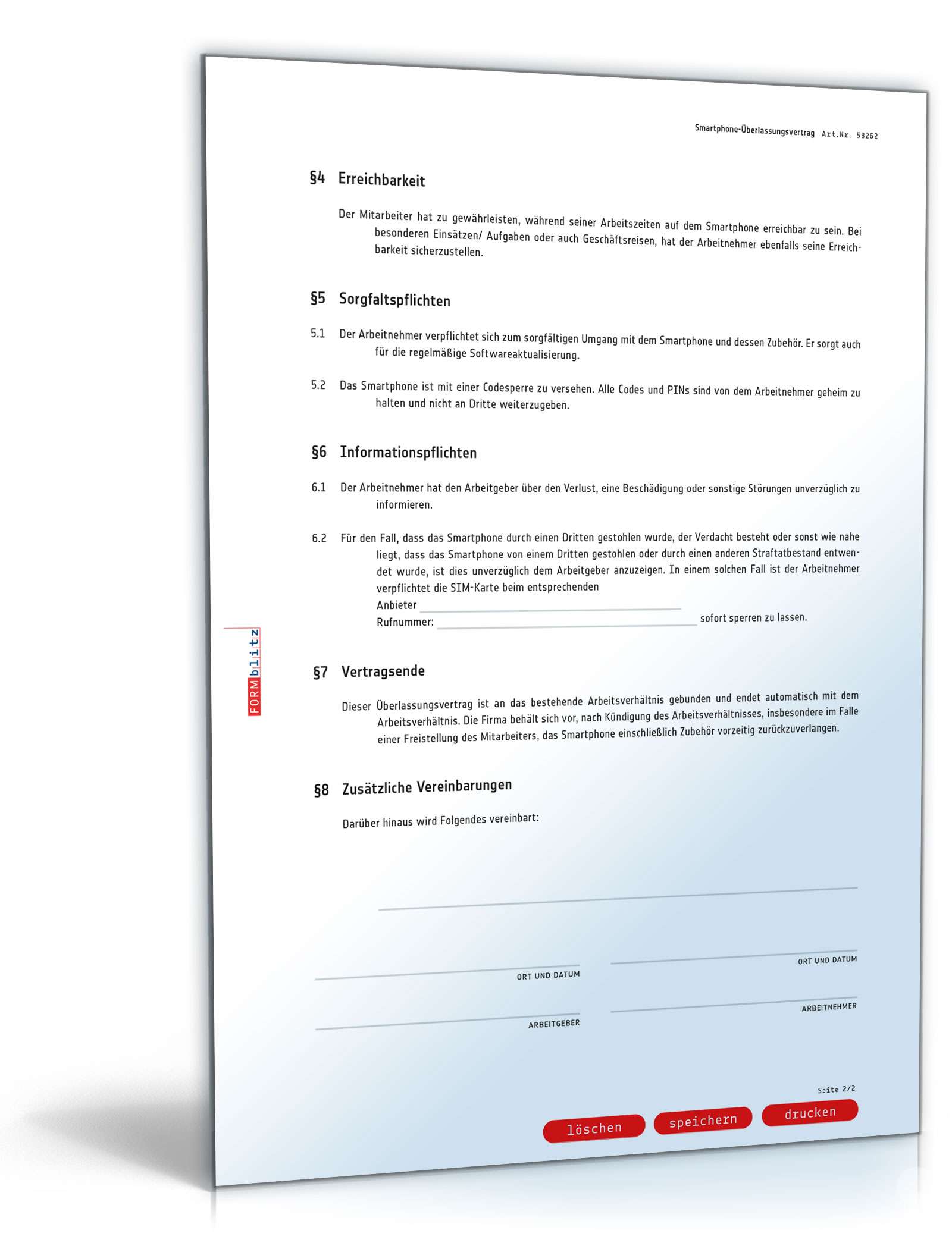 Smartphone-Überlassungsvertrag PDF. Seite: 2