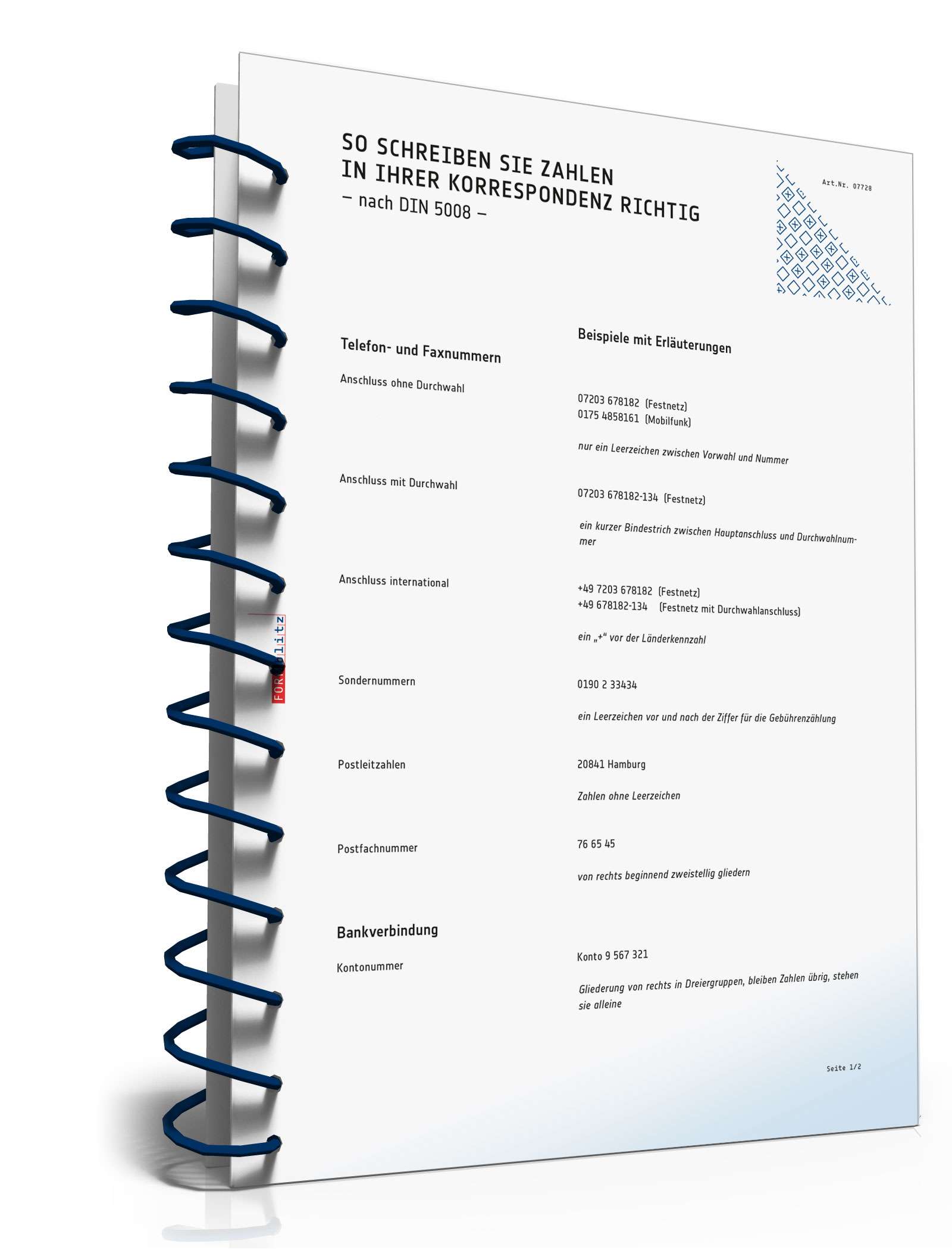 Merkblatt Schreibstil Zahlen  PDF