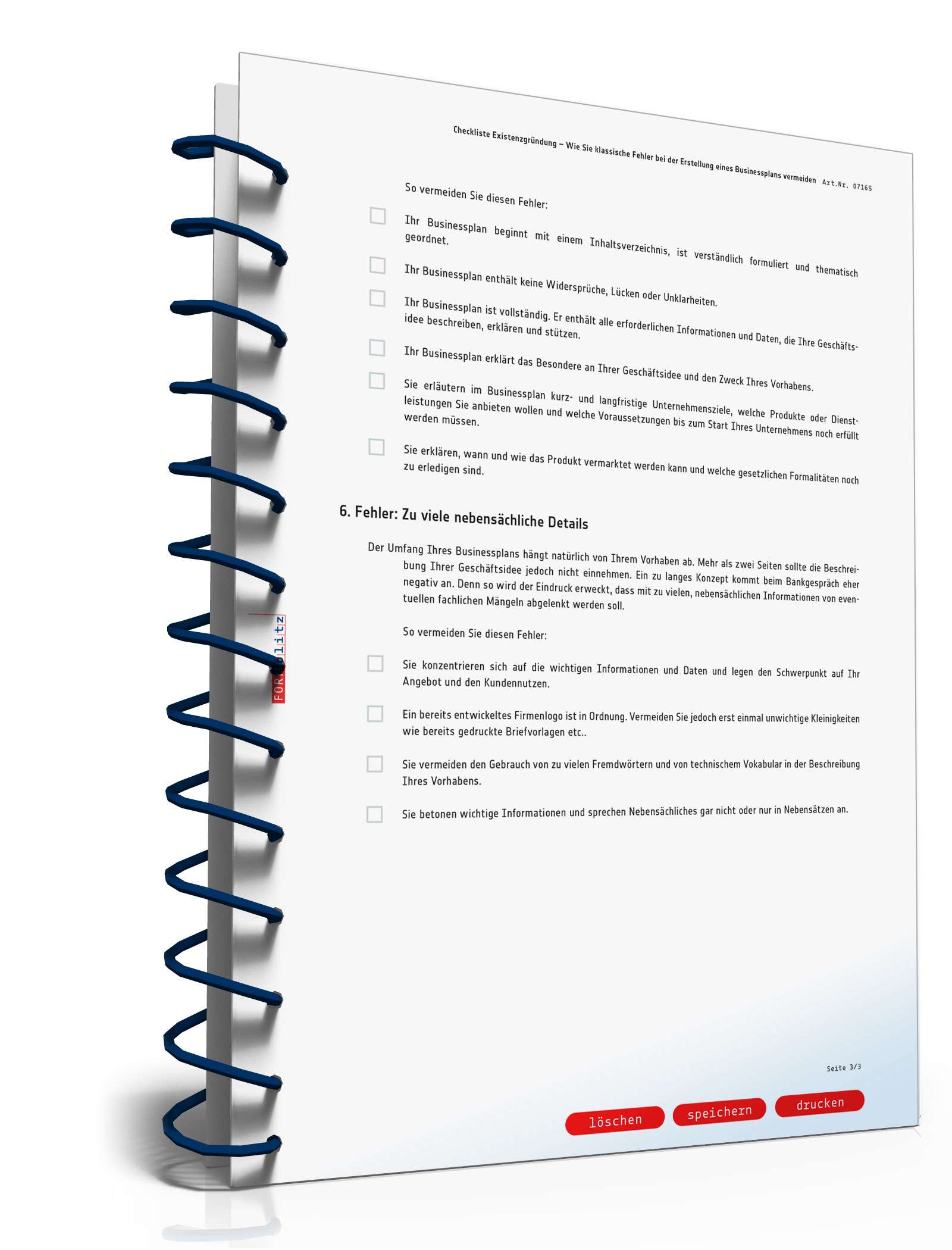 Checkliste Businessplan PDF. Seite: 3