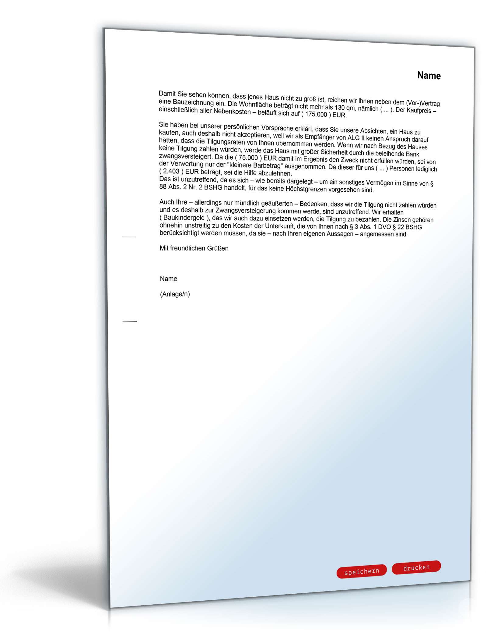 Widerspruch Ablehnung Antrag ALG II wegen Sparguthaben PDF. Seite: 2