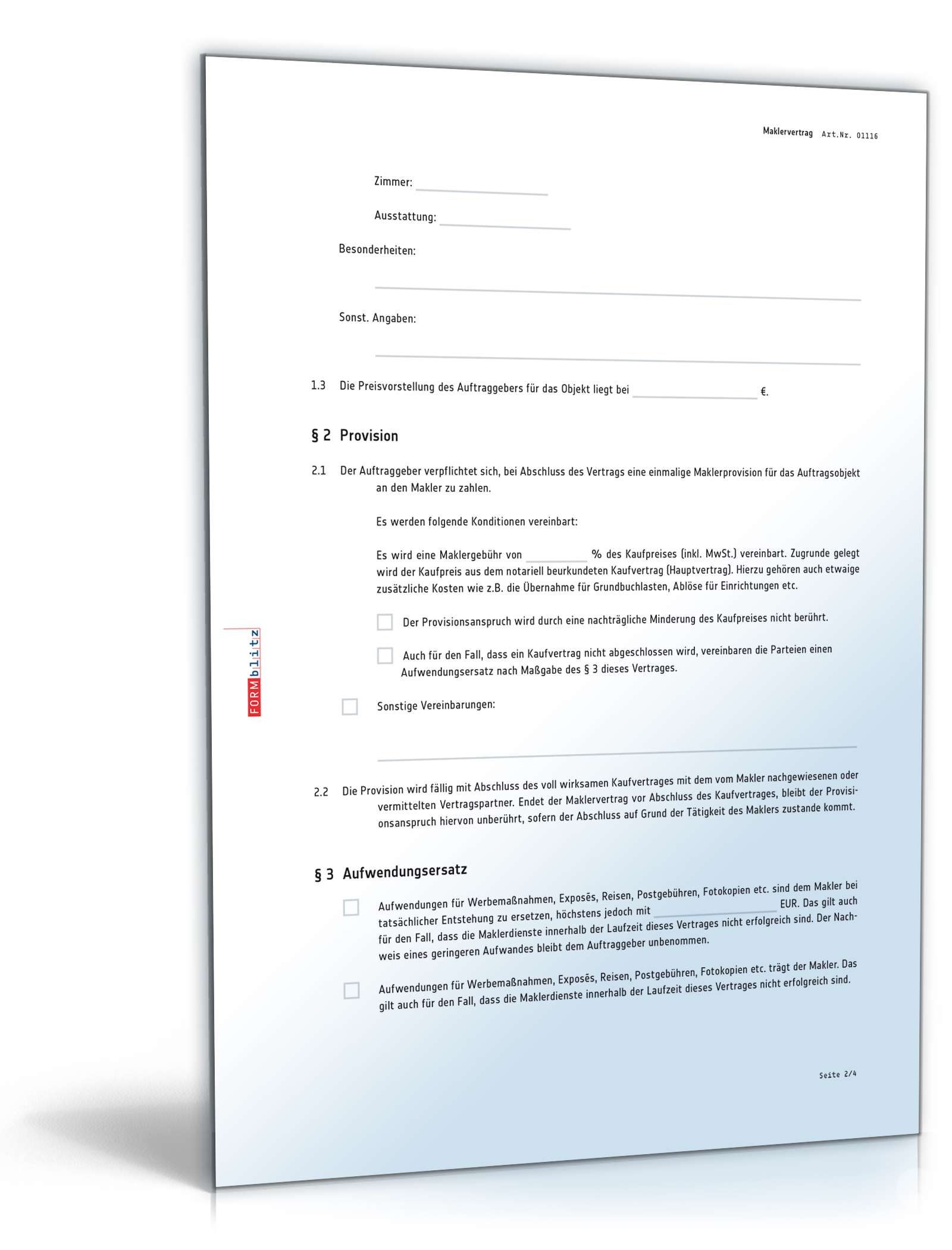 Maklervertrag Suchauftrag Käufer PDF. Seite: 2