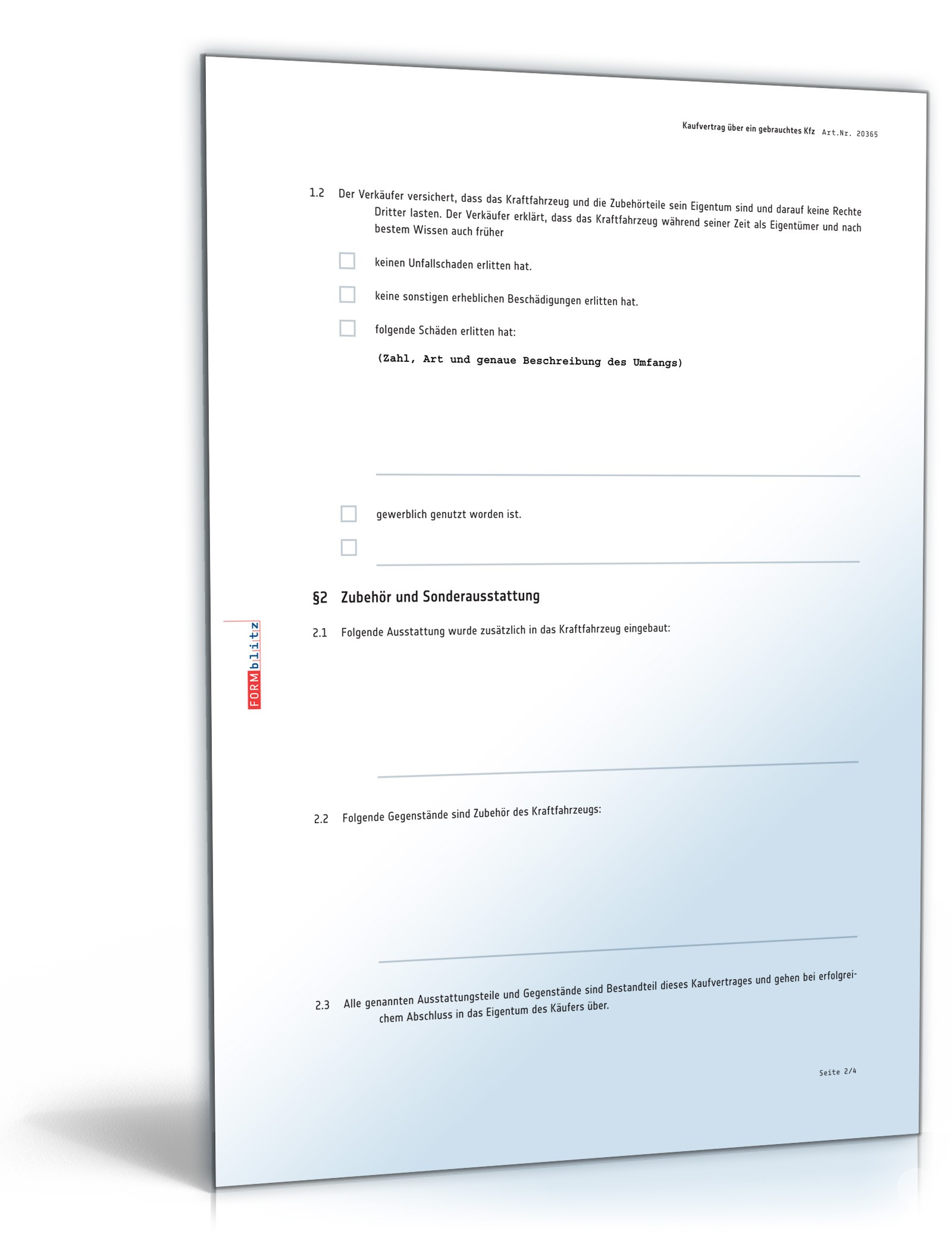 Kfz-Kaufvertrag B2B PDF. Seite: 2