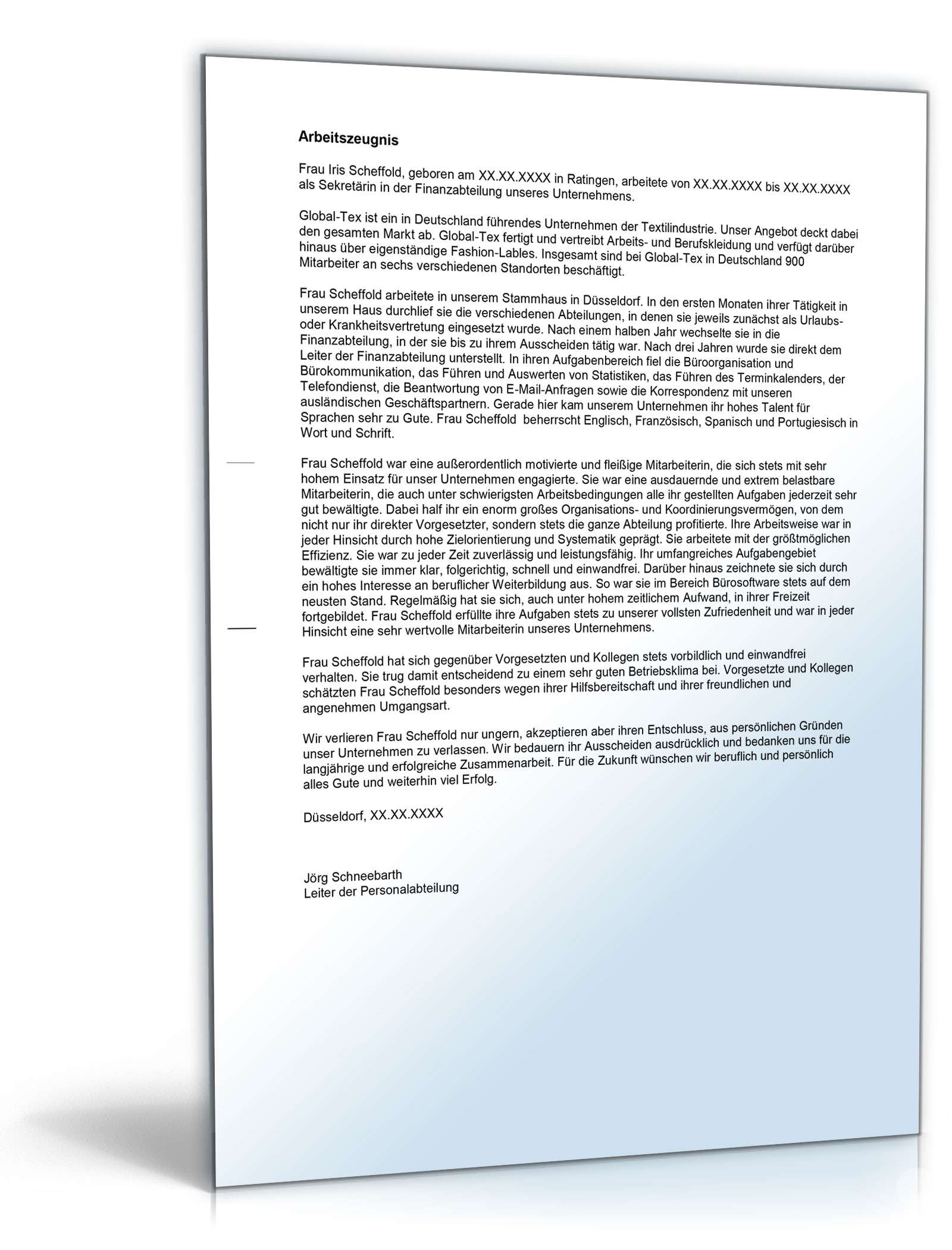 Arbeitszeugnis Sekretärin Excel. Seite: 3